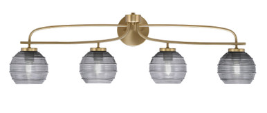 Cavella 4 Light Ribbed Glass Vanity Light 37.5 Inch Length by Toltec - 3914-NAB-5110