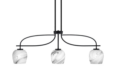 Cavella 3 Light Steel Small Island Pendant 38 Inch Length by Toltec - 3936-MB-4810
