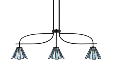 Cavella 3 Light Art Glass Small Island Pendant 39.25 Inch Length by Toltec - 3936-MB-9115