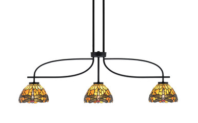Cavella 3 Light Art Glass Small Island Pendant 38.75 Inch Length by Toltec - 3936-MB-9435