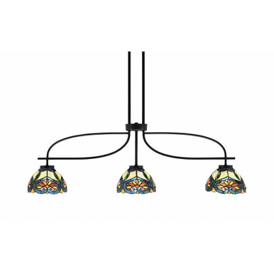 Cavella 3 Light Art Glass Small Island Pendant 12.25 Inch Tall by Toltec - 3936-MB-9425