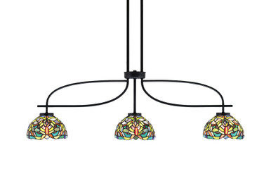 Cavella 3 Light Art Glass Small Island Pendant 12.25 Inch Tall by Toltec - 3936-MB-9425