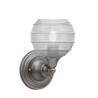 1 Light Ribbed Glass Wall Sconce 9.75 Inch Tall by Toltec - 40-5110