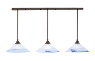 3 Light Stem Hung Linear Pendalier 8.5 x 55.25 Inch by Toltec 48-BN-514 - 48-BN-514