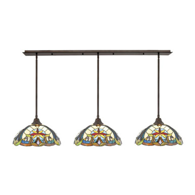 3 Light Stem Hung Linear Pendalier 9.75 x 55.5 Inch by Toltec 48-BRZ-936