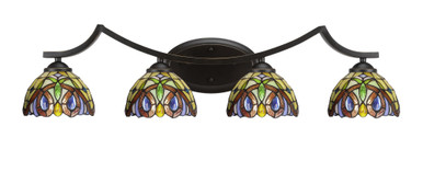 Zilo 4 Light Lynx Art Glass Vanity Light 33 Inch Length by Toltec - 554-33-875-85