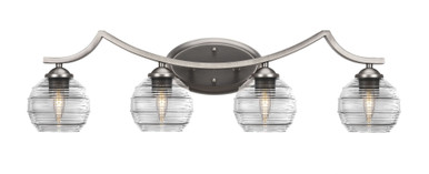 Zilo 4 Light Ribbed Glass Vanity Light by Toltec - 554-3175-95-8
