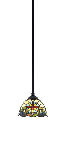 Zilo 1 Light Steel Stem Hung Small Pendant 7 Inch Wide by Toltec - 560-MB-458