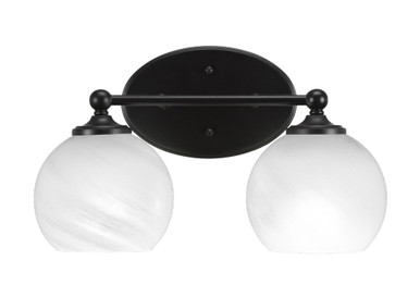 Capri 2 Light Down Glass Vanity Light 14.75 Inch Length by Toltec - 5912-BN-4100