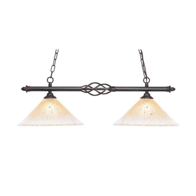 Elegante 2 Light Medium Linear Island Pendant 12 Inch Wide by Toltec - 862-12-95-33