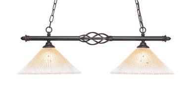 Elegante 2 Light Medium Linear Island Pendant 12 Inch Wide by Toltec - 862-12-95-33