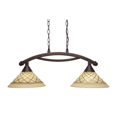 Bow 2 Light Medium Linear Island Pendant 33 Inch Length by Toltec - 872-12-13-33