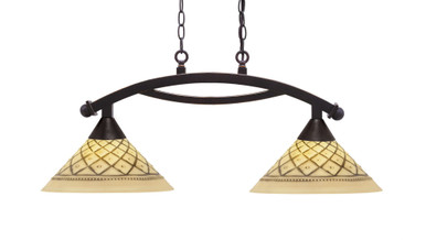 Bow 2 Light Medium Linear Island Pendant 33 Inch Length by Toltec - 872-12-13-33