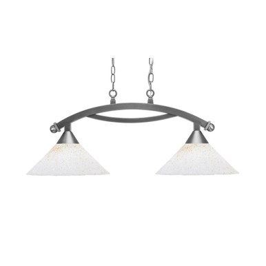 Bow 2 Light Medium Gold Ice Glass Linear Island Pendant by Toltec - 872-12-1375-33