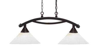 Bow 2 Light Medium Gold Ice Glass Linear Island Pendant by Toltec - 872-12-1375-33