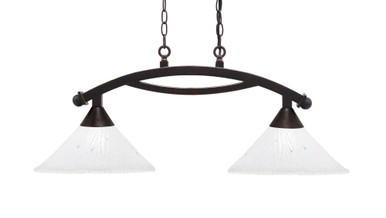 Bow 2 Light Steel Medium Linear Island Pendant by Toltec - 872-12-135-3275