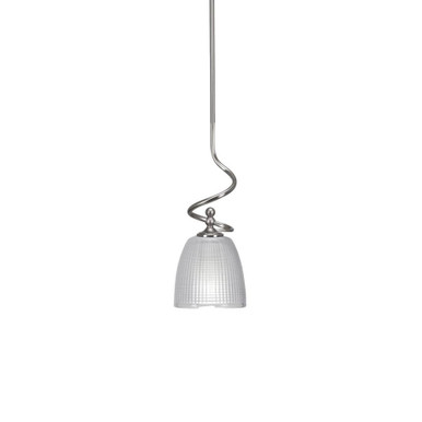 Capri 1 Light Ribbed Glass Mini Stem Hung Pendant 15.5 Inch Tall by Toltec - 901-BN-500