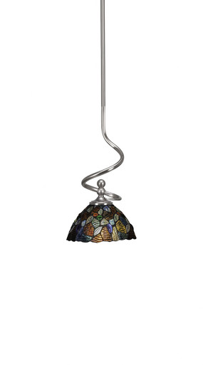 Capri 1 Light Art Glass Small Stem Hung Pendant 14.5 Inch Tall by Toltec - 901-BN-9955