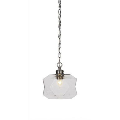 Rocklin 1 Light Steel Small Pendant 9.75 Inch Tall by Toltec - 92-875-975-