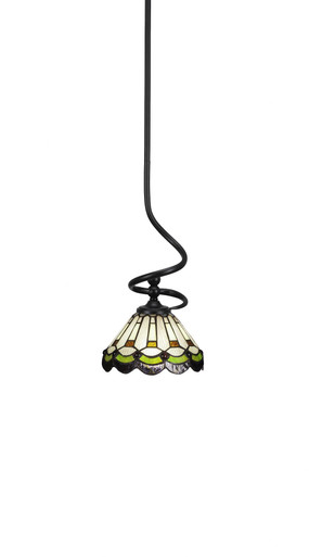 Capri 1 Light Steel Small Stem Hung Pendant 15 Inch Tall by Toltec - 901-BN-9485