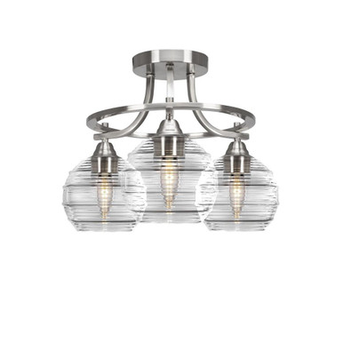 Paramount 3 Light 12.25 Inch Tall Steel Semi Flush Mount by Toltec - P3_3417_SF1225
