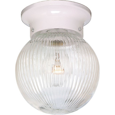 1 Light 6 Inch Wide Ribbed Glass Flush Mount by Nuvo - SF76-56