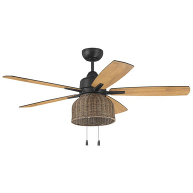Woven 5 Blade Ceiling Fan with Light Kit 52 Inches Wide by Craftmade - WVN52FB5