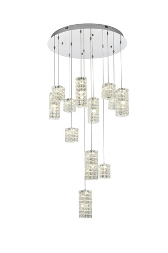 Aston 52W 12 LED Pendant 9.5 Inch Tall and 28 Inch Wide by Elegant - 3680D28