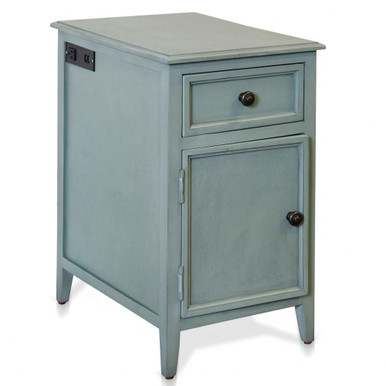 USB Port Side Table with Drawer and Cabinet 25x15 Inches Stylecraft - VSF25984