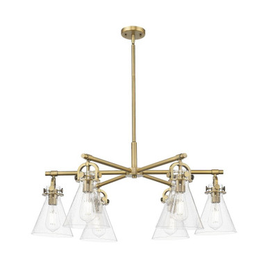 Newton Cone 6 Light Stem Hung Arched Chandelier 26 Inch Wide by Innovations - 410-6CR-G411-7_P