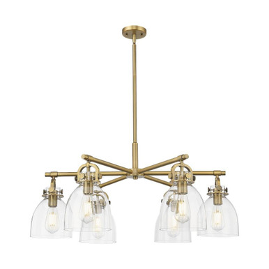 Newton Bell 6 Light Stem Hung Arched Chandelier 26 Inch Wide by Innovations - 410-6CR-G412-7_P