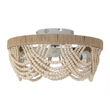 5 Blade Wooden Beads Flush Ceiling Fan with Light Kit by BSH - 2615-BEL-5329117