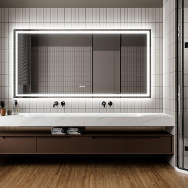 GlareGuard LED Rectangular Anti Fog Backlit Vanity Mirror 40 Wide by Brio - ANE064