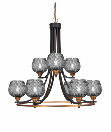 Paramount 9 Light Up Chandelier 27.25 Inch Tall X 31.5 Inch Wide by Toltec - 3409-MBBN-4602