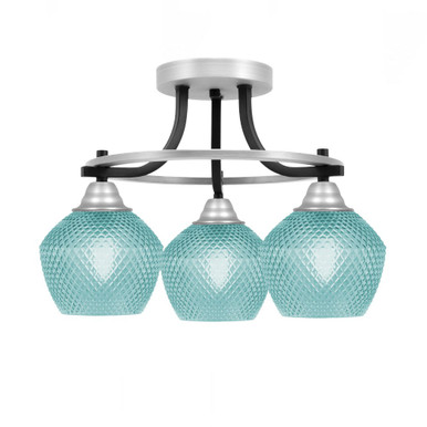 Paramount 3 Light Semi Flush Mount 12.5 Inch and 13.75 Inch Wide by Toltec - 3417-MBBN-4622