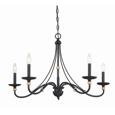St Albans Row - Chandelier 5 Light Farm House White/Gilded Gold Steel - 20.75 inches tall by 34 inches wide - 57-BEL-978065