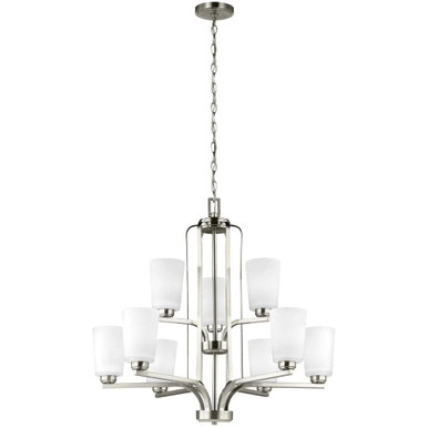 Mercer Edge - 9.5W Nine Light 2-Tier Chandelier - 73-BEL-2755154