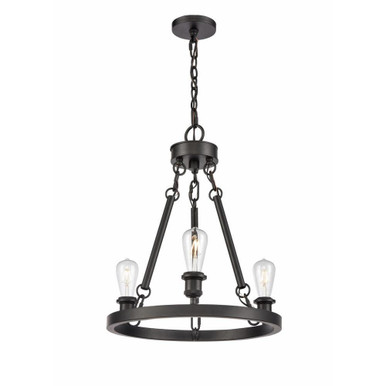 Saloon 3 Light Small Round Chandelier by Innovations - 820-BK