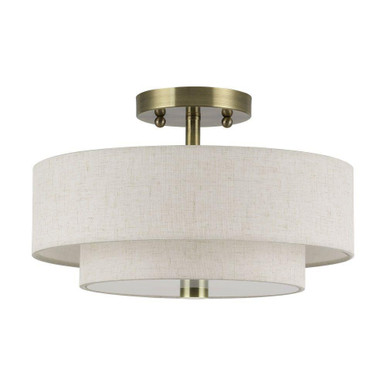 Monroe 2 Light Medium Semi Flush Mount 8.25 Inch and 13 Inch Wide by Livex - 51083-01