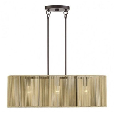 Goldiemesh 3 Light Medium Linear Chandelier 19 Inch X 7 Inch Wide by Livex - 53193-92