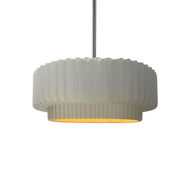 Radiance 10W 1 LED Tier Pleated Stem Pendant 5 X 12 Wide by Justice Design - CER-6550-MTGD-NCKL-RIGID-LED1-700