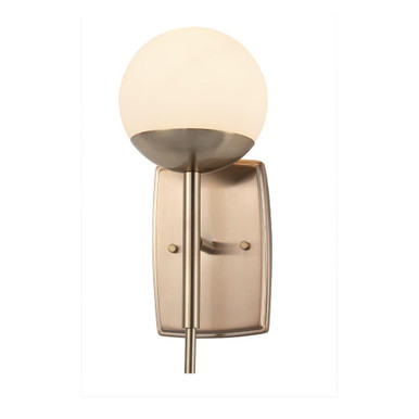 Fusion 1 Light Wall Sconce 12.5 Inch Tall and 5 Inch Wide by Justice Design - FSN-8961-OPAL-BRSS