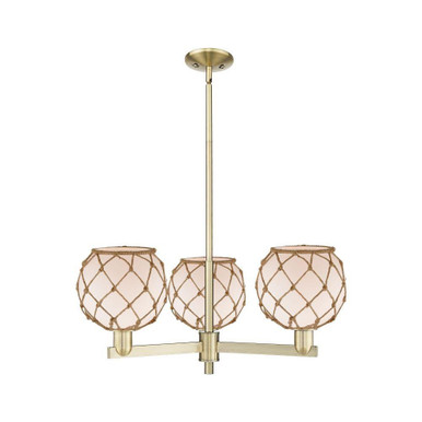 Farmhouse Rope 3 Light Stem Hung Chandelier 12X 30 Inch Wide by Innovations - 716-3CR-G12-8R