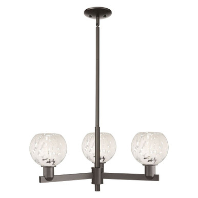 White Mouchette 3 Light Stem Hung Chandelier 27.75 Inch Wide by Innovations - 716-3CR-G1216-6