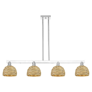 Woven Rattan 4 Light Stem Hung Island 9.63X 50.75 Inch Wide by Innovations - 716-4I-RBD-8