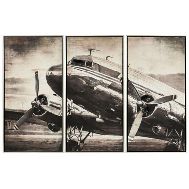Vintage Airliner Framed Wall Art (Set of 3) 50.2 Inch Wide by Stylecraft - WI34455DS