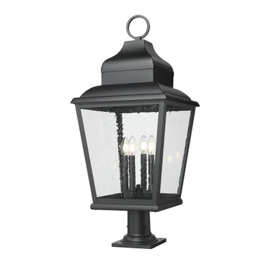 Raphael 4 Light Round Outdoor Pier Mount Fixture 35 Inch Tall by Z Lite - 5029PHXLR-533PM-BK