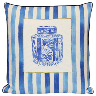 Porcelain Stripe Keepsake Pillow 24 Inch Tall X 24 Inch Wide by Stylecraft - TDS10372