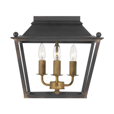 Christoff 3 Light Flush Mount 12.75 Inch Tall and 14 Inch Wide by Golden - 0888-FM ABI