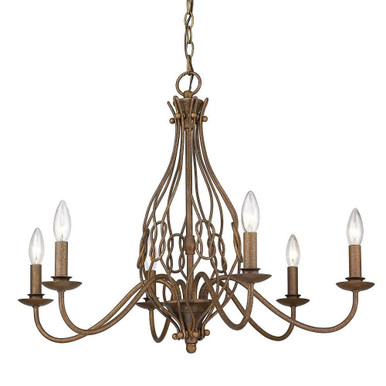 Antoinette 6 Light Chandelier 22.38 Inch Tall and 28 Inch Wide by Golden - 1349-6 BC